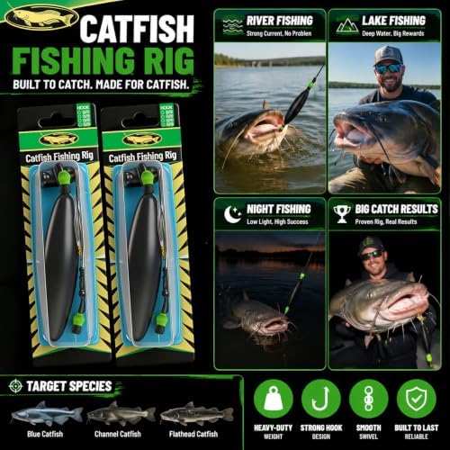 2 Pack Catfish Rigs, Black Floating Carp Fishing Rigs with Double Hooks, Inline Rattle Float Setup for Heavy-Duty Fishing, 0.70oz 1.06oz 1.41oz - Image 5