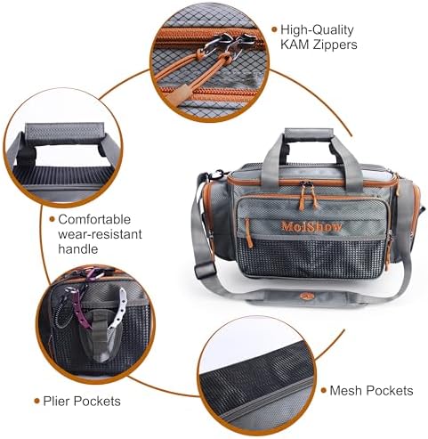 Fishing Tackle Box Bag - Fishing Bags for Saltwater or Freshwater (#Grey) Fishing Tackle Bags - Padded Shoulder Strap - Tackle Bag for 3600 3700 Tackle Box - Image 3
