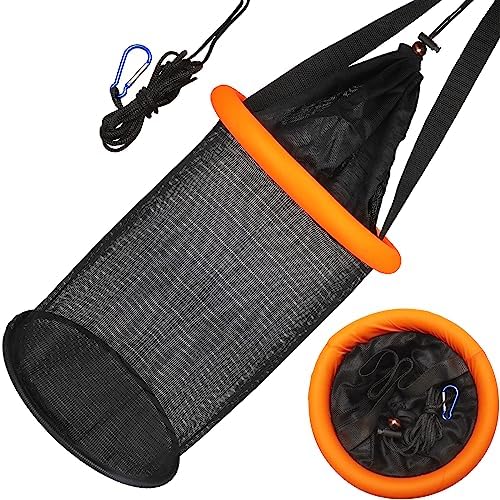 Dovesun Floating Fishing Basket, Collapsible Fishing Net Portable Nylon-mesh | Coated Nylon Net Bait Storage Cage for Keeping Crayfish Minnows Leaches and Other Live Baits by Dovesun