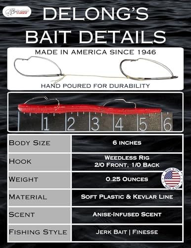 DeLong Lures 6" KILR Worm – Made in USA Weedless Pre-Rigged Soft Plastic Swimbaits, Extra Durable Bass Fishing Lures for Pike and More, 5-Pack Variety - Image 3