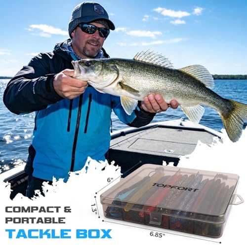 TOPFORT Fishing Lures, Bass Fishing Kit with Wacky Worm, Fishing Worms for Bass Fishing, Soft Plastic Baits with Hooks, Weights, Fishing Accessories, Fishing Gear Fishing Gifts for Men with Tackle Box - Image 6