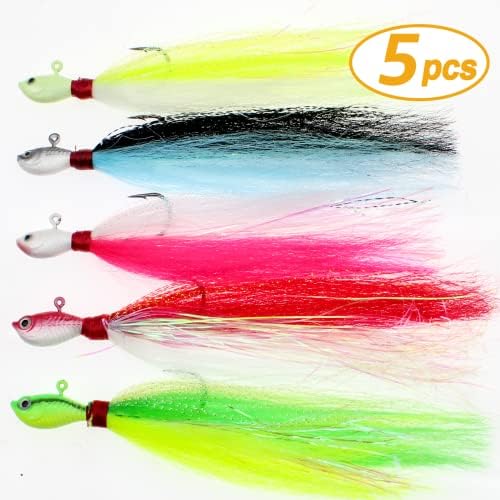 Fishing Jigs Kit Bucktail Jigs Hair Swimbait Heads Marabou Feather - Image 3
