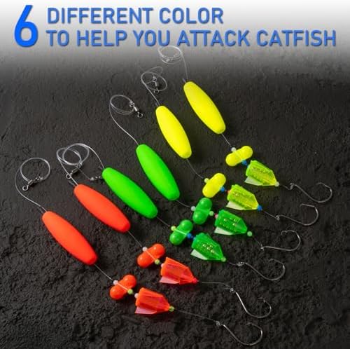 3Pcs/6Pcs Catfish Fishing Rigs Ready Kit，2 in 1 Rotating rattles/Double Rattles Beads, Float Rigs Tackle Santee Rig Peg Catfish，Free Adjustment in freshwter and Saltwater - Image 2