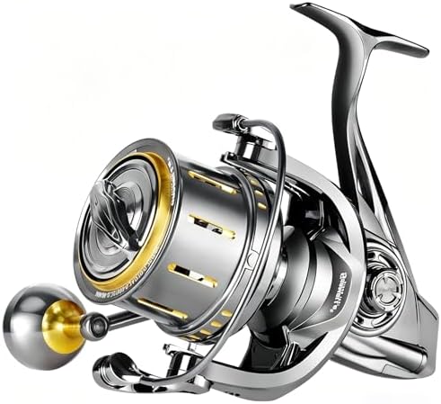 Heavy Duty Spinning Reel Metal Body with CNC Machined Spool 55LB Max Drag 6/8+1 Bearings Ultra Smooth 4.6/4.8:1 High Speed Gear Ratio Saltwater Freshwater Fishing Reel for 8000 to 14000 Series by SAMOLLAFishing