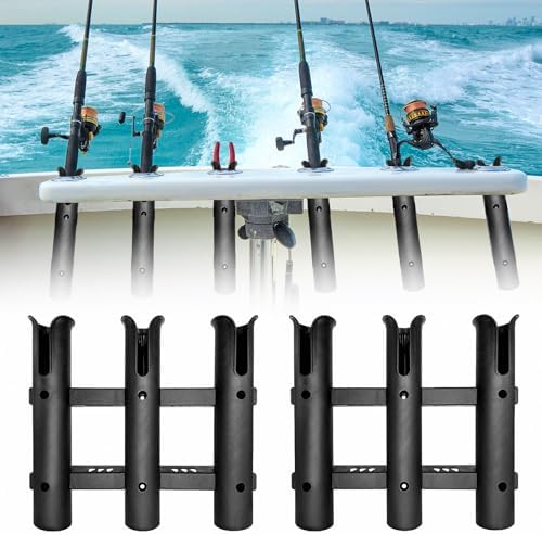 2Pcs Fishing Rod Holder Bracket Tube,3-Pole Side Mount Rod Holder with Screws Portable Boat Rod Rack Tube for Garage Wall Mounted Fishing Boat Golf Cart Cooler ATV Trailer - Image 7