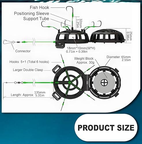 Reverse Bottom Bait Cage Fishing Hook, 360° Floating Bait Cage Fishing Hook, Spring Baits Cages Trap Fishing Hooks for Carp Tilapia Catfish, Fishing Lover Gifts - Image 2
