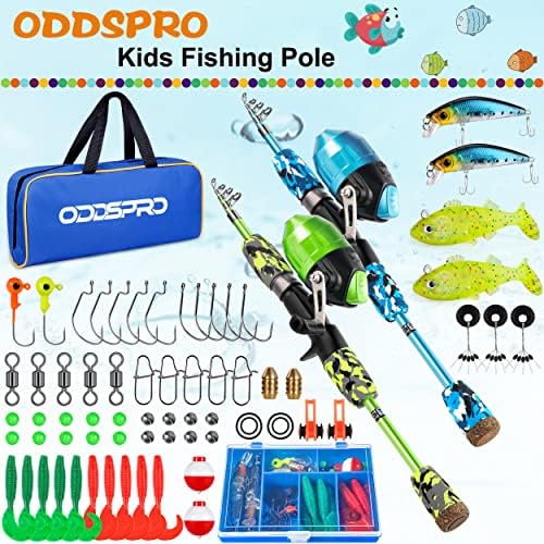 ODDSPRO Kids Fishing Pole Pink, Portable Telescopic Fishing Rod and Reel Combo Kit - with Spincast Fishing Reel Tackle Box for Girls, Youth - Image 2