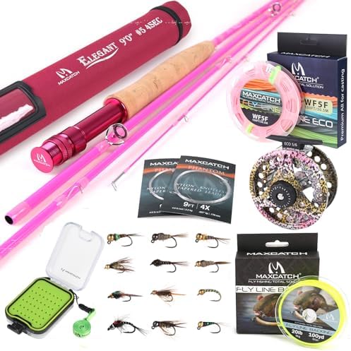 Maxcatch Women's Elegant Pink Fly Fishing Rod: 2/5-weight with Rod Tube by Maxcatch