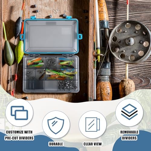 Wonderjune 12 Pack Fishing Tackle Box Waterproof 3600 Tackle Tray, Blue - Image 4