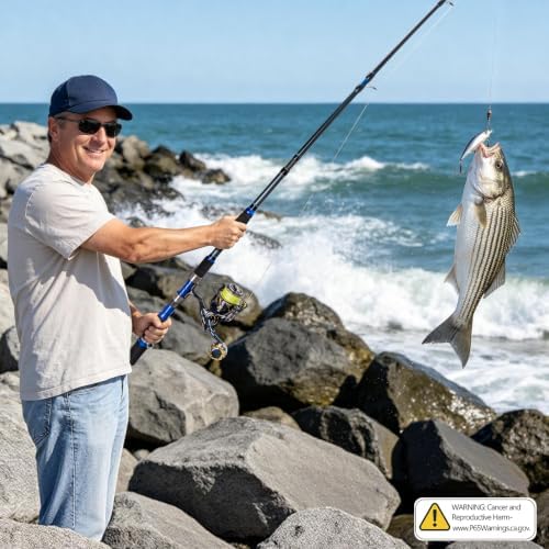 THKFISH 4 Piece/5 Piece Saltwater Travel Rod, Heavy Spinning Fishing Rod Portable Travel Surf Rod Carbon Fiber Saltwater Boat Fishing Rod 6’9”/7’9”/8’9” with Case Bag for Seawater Fish - Image 7