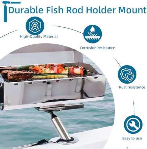 Grill Mount Rod Holder Mount for Boat Rectangular Grills/Bait Fillet Table - Image 6