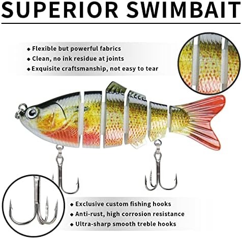 TRUSCEND Swimmax Easy Catch Fishing Lures with BKK Hooks, Wiggling, Vibrating, Rattling and Gurgling for More Bites, Heavy-Duty Dyneema Fiber Jointed Swimbaits for Bass, Trout, Crappie, Walleye, Pike - Image 4