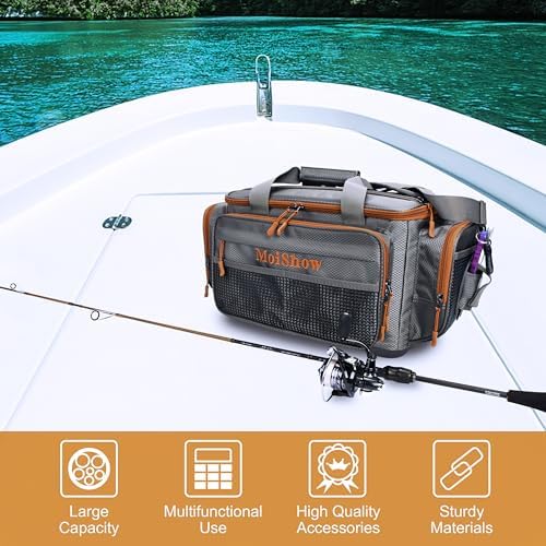 Fishing Tackle Box Bag - Fishing Bags for Saltwater or Freshwater (#Grey) Fishing Tackle Bags - Padded Shoulder Strap - Tackle Bag for 3600 3700 Tackle Box - Image 2