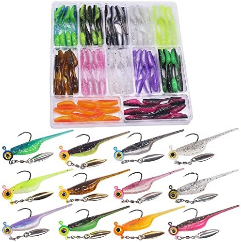 Crappie-Baits- Plastics-Jig-Heads-Kit-Shad-Minnow-Fishing-Lures-for Crappie-Panfish-Bluegill-40 &135 Piece Kit by XFISHMAN