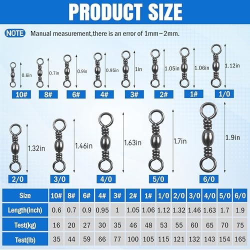 SILANON Barrel Swivels Fishing Tackle,60/120pcs Rolling Ball Fishing Swivels Connector Stainless Brass Solid Rings High Strength Saltwater Fishing Swivels Accessories - Image 3