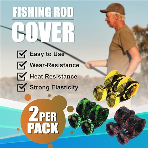 Reaction Tackle Rod Socks, Fishing Rod Sleeves and Covers for Spinning and Casting Rods, Breathable Mesh Rod Protectors with Elastic Band (2-Pack) - Image 2