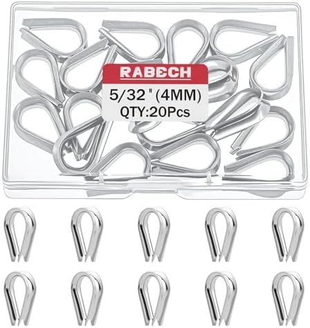 M4 5/32 Inch Wire Rope Thimble 5/32" Stainless Steel Thimbles for Wire Rope Cable Thimble Rigging (Pack of 20Pcs) by RABECH