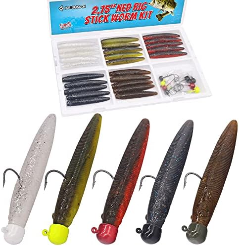 Ned-Rig-Kit-Finesse-Baits-Soft-Plastic-Worms-Fising-Lure for Bass Stick Swimbait Minnow Crawfish Lures Shroom Ned Jig Head Kit by XFISHMAN