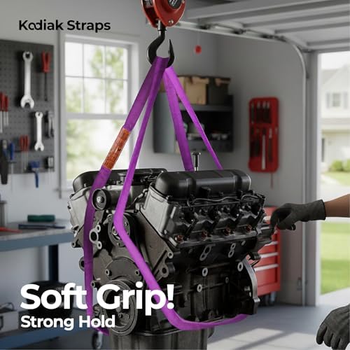 Endless Round Sling Lifting Strap- 4 Feet x 2600 lbs Vertical Capacity - Polyester Lifting Sling Strap, Heavy Duty for Rigging Moving Towing Hoisting- (4Pack)- Kodiak Straps - Image 7