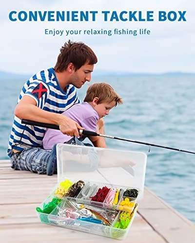 GOANDO Fishing Lures Kit for Freshwater Bait Tackle Kit for Bass Trout Salmon Fishing Accessories Tackle Box Including Spoon Lures Soft Plastic Worms Fishing Gifts - Image 6