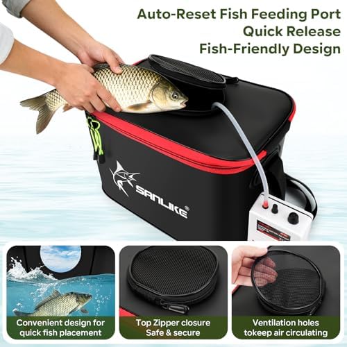 SANLIKE Foldable Live Fish Bucket Kit with Aerator Pump Leakproof Livewell - Image 4