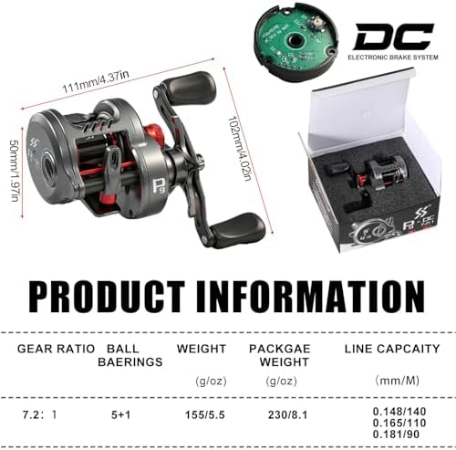 Sougayilang Round Baitcasting Reel, Digital Control Braking with Real-Time Acoustic Feedback, 7.2:1 Gear Ratio DC Reel for Bass, Catfish and Salmon, Ideal Fishing Reels for Beginners - Image 3