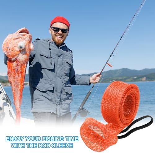 PATIKIL Rod Sock, Fishing Rod Sleeve Cover Braided Mesh Pole Protector Gloves Fishing Tools Pointed End for Spinning Fishing Rod Fly Rod Ice Rod Casting Rod - Image 7