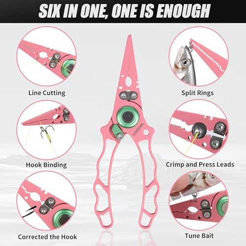 Fishing Pliers with Innovative Ergonomical Handle, Corrosion Saltwater Resistant,Fishing Multitool Hook Remover Braided Fishing Line Cutting, Split Ring with Coiled Lanyard and Sheath - Image 2