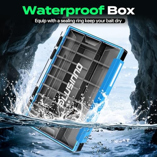 PLUSINNO Tackle Box Organizer, 1/2 Packs Waterproof Tackle Trays, Fishing Tackle Box with Removable Dividers, Fishing Box Tackle Trays and Terminal Tackle Storage - Image 2