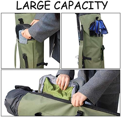Allnice Durable Canvas Fishing Rod & Reel Organizer Bag Travel Carry Case Bag- Holds 5 Poles & Tackle - Image 7