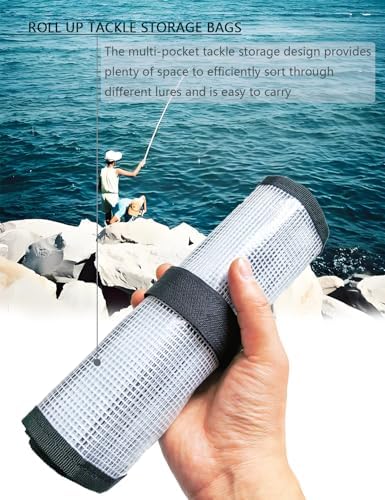 Fishing Lure Wraps w/ 6 Pockets Roll Up Saltwater Trolling Lure Storage Bag - Image 5