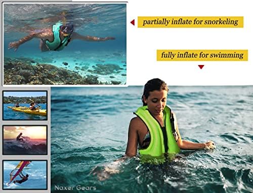 NAXER Inflatable Buoyancy Jackets Snorkel Vests for Adults Kayak Kayaking Snorkeling Suit 90-200 lbs Easy Swimming Boating Paddleboarding Water Sports - Image 4