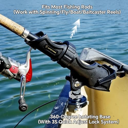 HITORHIKE Fishing Rod Holder Universal Fit Kit Allows for 360-degree Adjustment Kayak Fishing Boat Powerlock Rod Holder - Image 4