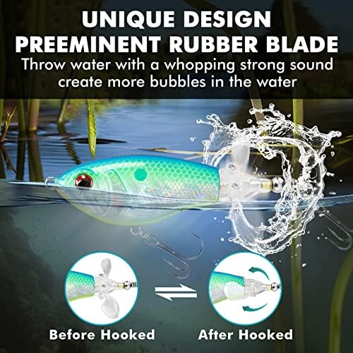 TRUSCEND Top Water Fishing Lures with BKK Hooks, Easy Catch Plopper Lure for Freshwater or Saltwater, Floating Lures for Bass, Pike, Catfish, Surface Wobble PoPobait Bass Baits Fishing Gifts for Men - Image 4