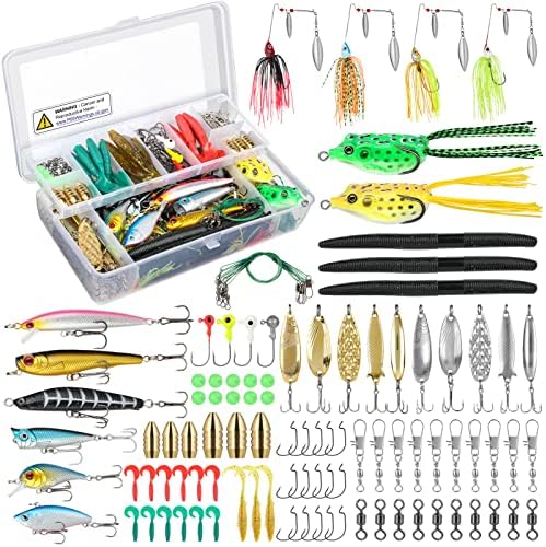 PLUSINNO Fishing Lures, All-in-One Fishing Tackle Box with Tackle Included, Fishing Gear Lure Bait Accessories Kit for Freshwater Bass Trout, Ideal Fishing Gifts for Men, Father & Beginners by PLUSINNO
