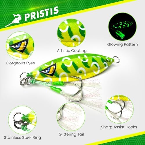 Pristis 3 pcs Sinking Jigs, Slow Fall Pitch Metal Sea Fishing Lures - Image 2
