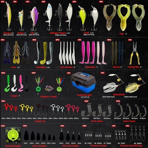 Fishing Tackle Box with Tackle Included Lures, 3-Layer Tackle Kit - Image 2
