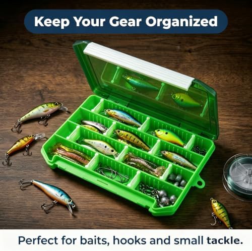 2-Pack Small Fishing Tackle Boxes, Tackle Trays with Adjustable Dividers (Green) - Image 3