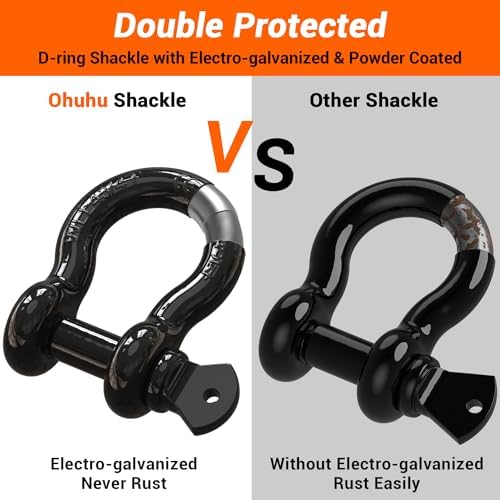 Ohuhu D Ring Shackles 3/4", Heavy Duty Steel Shackles 2 Pack - Image 3