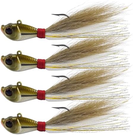 Bucktail Jigs Saltwater Fishing Lures Surf Bucktail Hair Fishing Jigs Swimbait Jig Heads for Freshwater Saltwater Bass Flounder Striper Bluefish Halibut Redfish by AGOOL