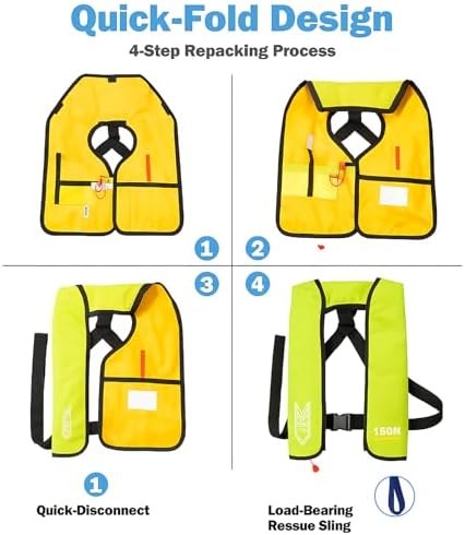 Inflatable-Life-Jacket| Lightweight Life-Vest for Adults| Automatic Inflatable-PFD| Supports up to 300 lbs - Image 6