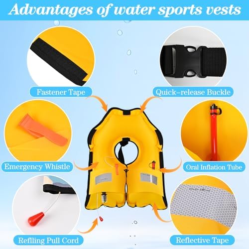 Adult Automatic Inflatable Kayak Vest PFD,Water Sports Vest for Boating Fishing Kayaking SUP Paddleboarding（fit Weight Below 330 lbs） - Image 5