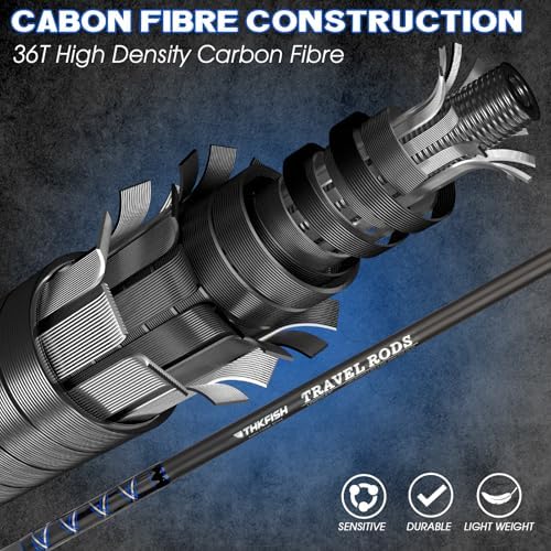 THKFISH 4 Piece/5 Piece Saltwater Travel Rod, Heavy Spinning Fishing Rod Portable Travel Surf Rod Carbon Fiber Saltwater Boat Fishing Rod 6’9”/7’9”/8’9” with Case Bag for Seawater Fish - Image 4