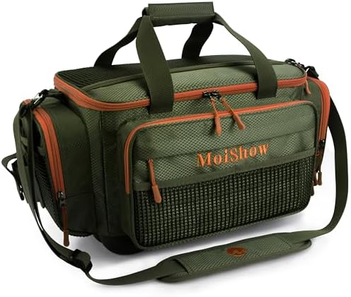 Fishing Tackle Box Bag - Fishing Bags for Saltwater or Freshwater (#Green) Fishing Tackle Bags - Padded Shoulder Strap - Tackle Bag for 3600 3700 Tackle Box by MoiShow