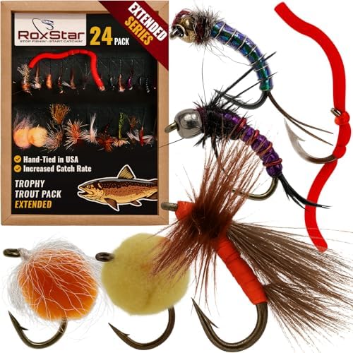 RoxStar Fly Shop Trophy Trout Top Wet & Dry Flies for Trout. Proven Nationwide to Catch Fish! Tied in-House Never Outsourced Fly Fishing Gift by RoxStarFishing