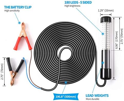 SAMDO IP68 12V LED Underwater Fishing Light 1080 Lumens Fish Attracting Light, Night Fishing Light 10.8W - Image 6