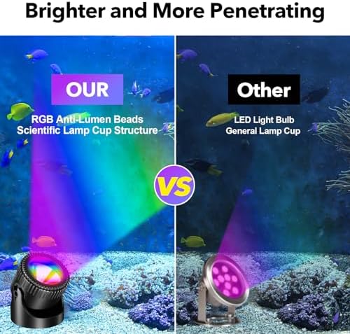 POPOSOAP RGB Underwater Pond Lights with Timer, 20 Colors Dimmable Submersible Led Fountain Lights with IP68 Waterproof, Support Remote Control for Outdoor Ponds Aquarium Garden Pool (6 Headlamps) - Image 5