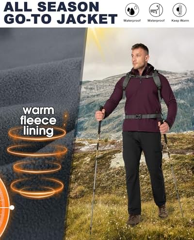33,000ft Men's Hooded Fleece Lined Rain Shell Jacket Waterproof Lightweight - Image 4