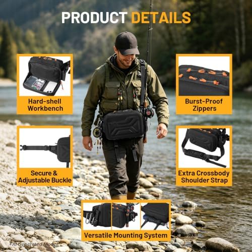 AUMENТAR Fishing Waist Bag, Lure Fishing Fanny Pack, Hard Shell Tackle Bag - Image 7