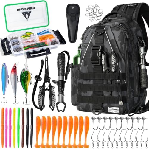 Ghosthorn Fishing Backpack with 3600 Tackle Box Fishing Gear Set Tackle Bag by Ghosthorn